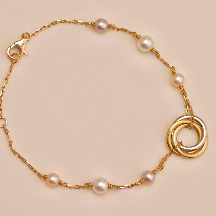 Cartier Trinity Pearl Bracelet in 18K Yellow, White & Rose Gold