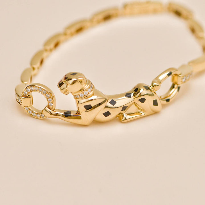 Preowned Cartier Panthère Bracelet Diamond and Tsavorite 18K Yellow Gold
