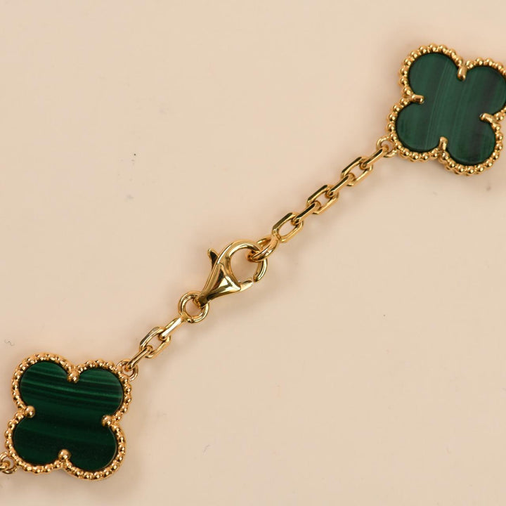 Preloved Authentic Van Cleef Vintage Alhambra Malachite 20 Motif Necklace