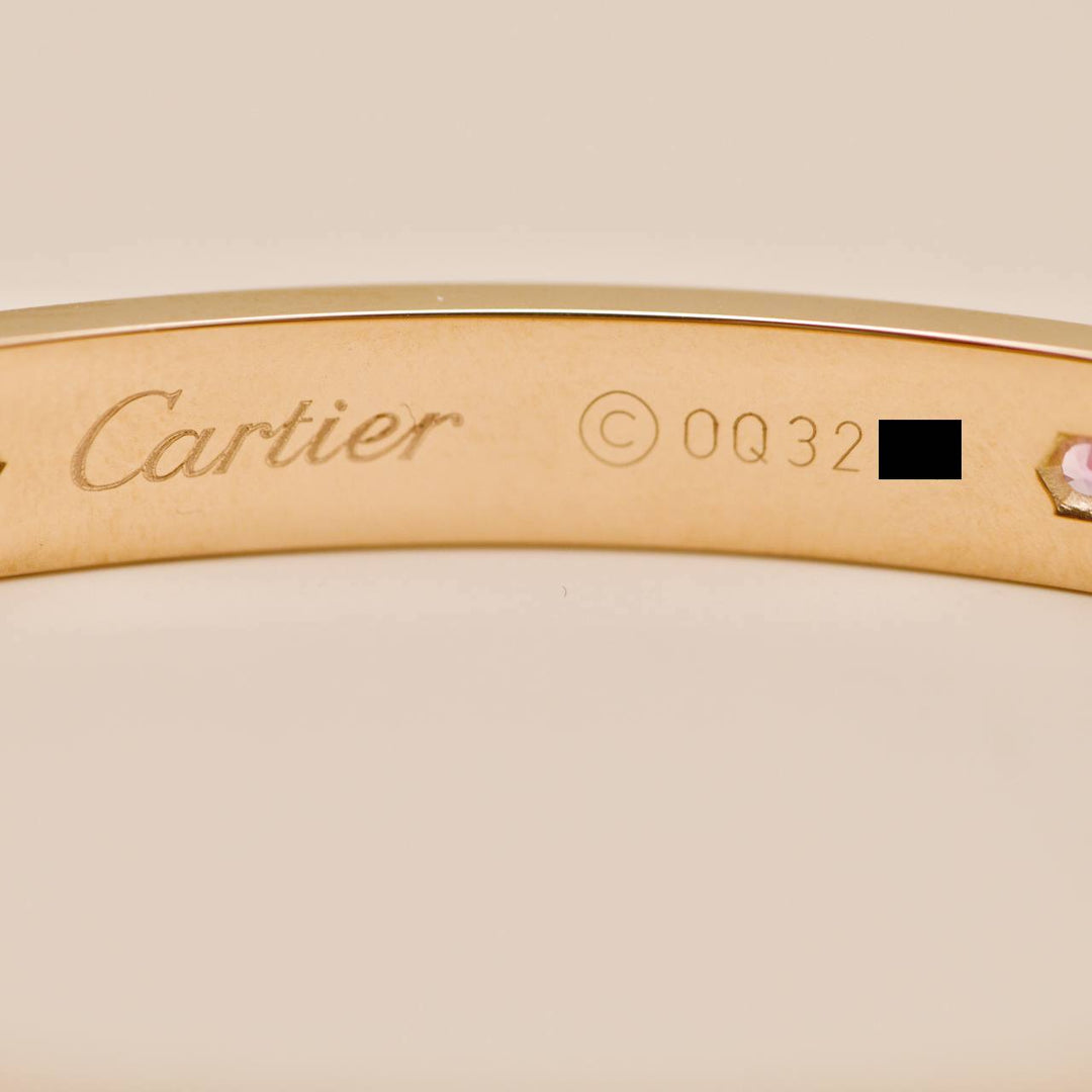 Preloved Cartier Love 4 Pink Sapphire Bracelet 18K Rose Gold