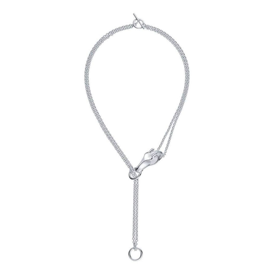 Preloved Authentic Hermès Galop Horse Motif Silver Necklace Medium Model