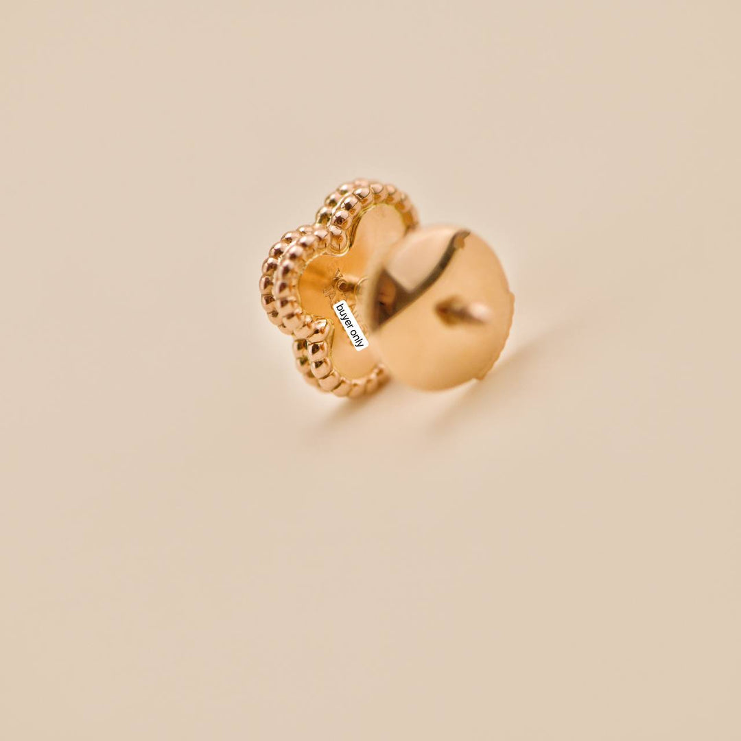 Preowned Van Cleef & Arpels Sweet Alhambra Hammered 18k Rose Gold Earstuds