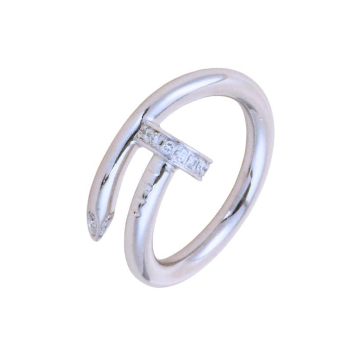 Preloved Cartier Juste un Clou Diamond 18K White Gold Ring Size 51