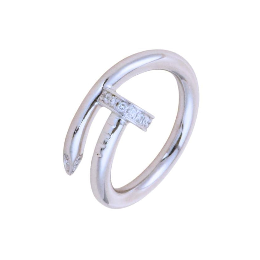 Preloved Cartier Juste un Clou Diamond 18K White Gold Ring Size 51
