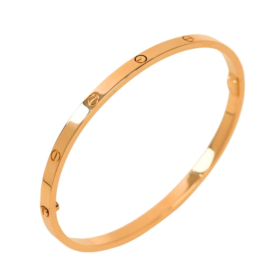 Preowned Authentic Full Set Cartier Love Small Model Bracelet Size 18 in 18K Yellow Gold