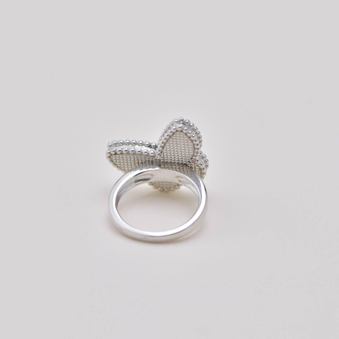 Full set Authentic Used Van Cleef Lucky Alhambra Turquoise Butterfly Ring Size 51