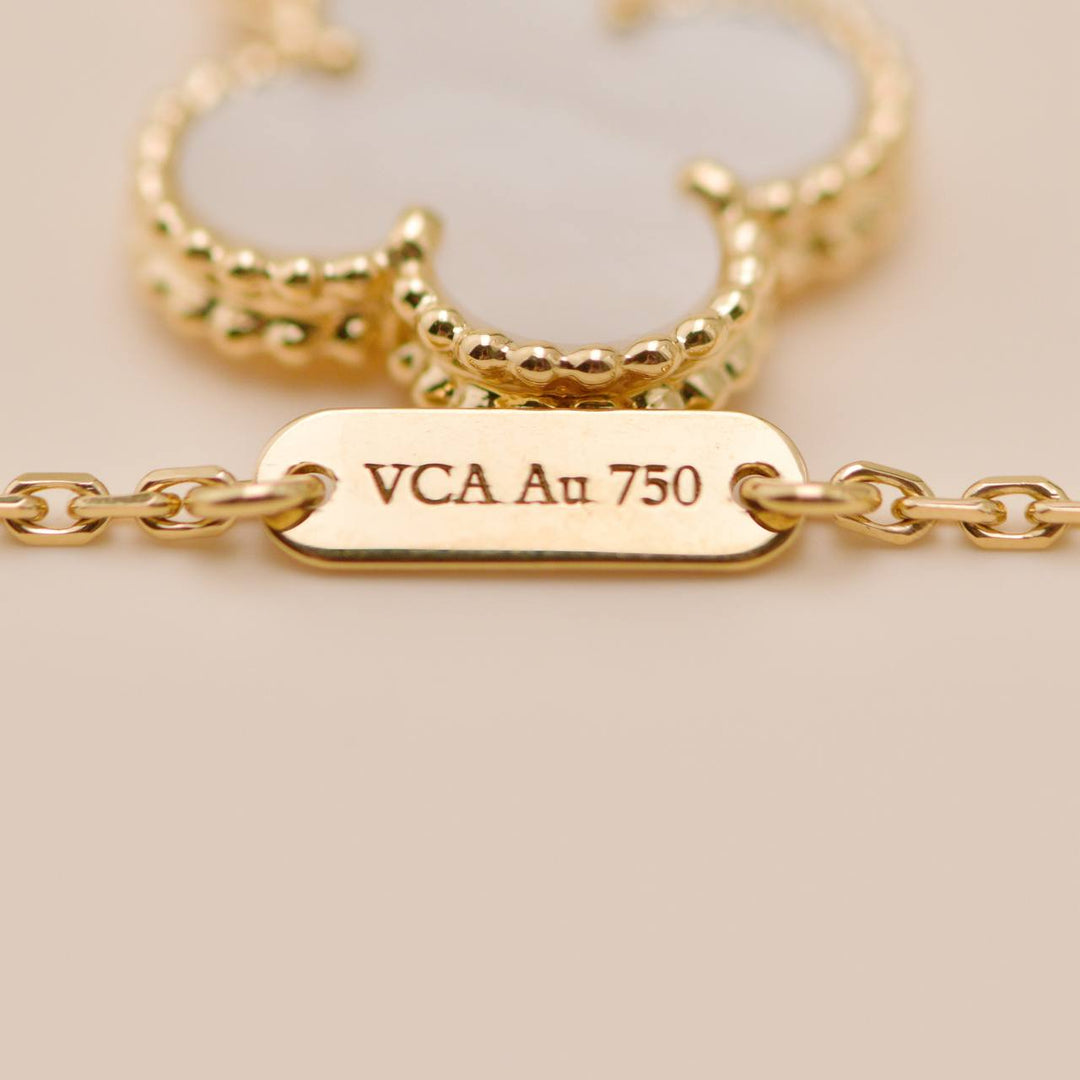 Used Van Cleef & Arpels Vintage Alhambra Necklace Mother of Pearl 18K Yellow Gold