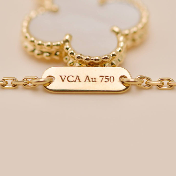 Used Van Cleef & Arpels Vintage Alhambra Necklace Mother of Pearl 18K Yellow Gold