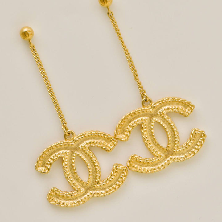 Preowned Authentic Chanel CC Logo Large Drop Earrings