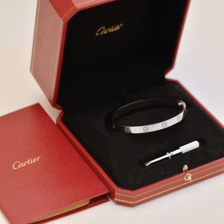 Preowned Authentic Cartier Love Bracelet Classic Model 18K White Gold Size 18