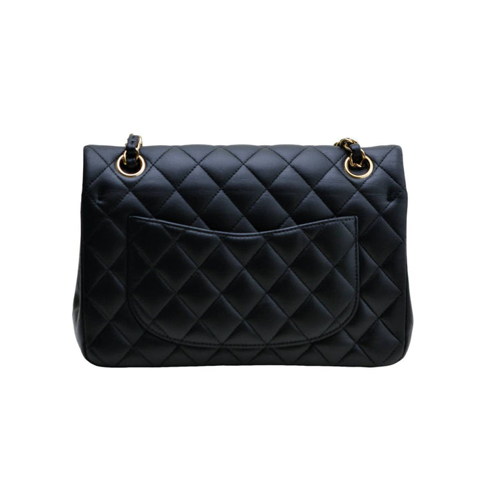 Second Hand Authentic Chanel Small Classic Double Flap Lambskin Black Quilted Bag