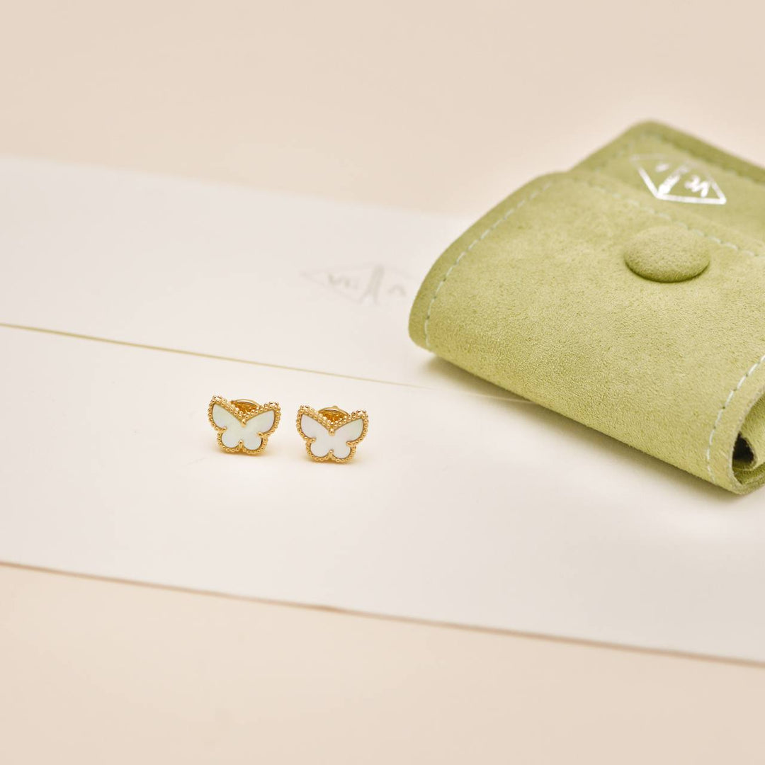 Preowned Authentic Van Cleef & Arpels Sweet Alhambra Butterfly Mother of Pearl Earstuds