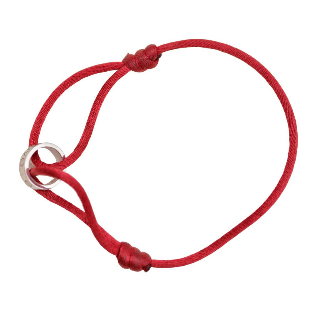 Preloved Authentic Cartier Love Cord Bracelet 18K White Gold on Red Silk