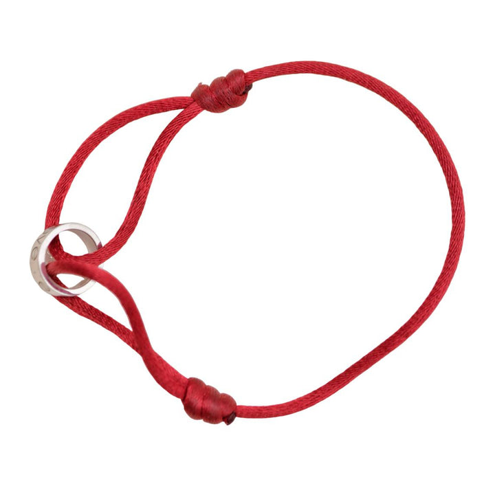 Preloved Authentic Cartier Love Cord Bracelet 18K White Gold on Red Silk