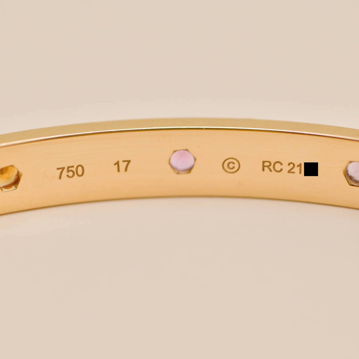 Authentic Cartier Love Rainbow Multi Gem Bracelet 18K Rose Gold Size 17