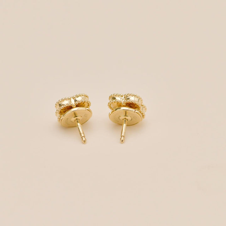 Second Hand Authentic Van Cleef & Arpels Sweet Alhambra Mother of Pearl 18K Yellow Gold Stud Earrings