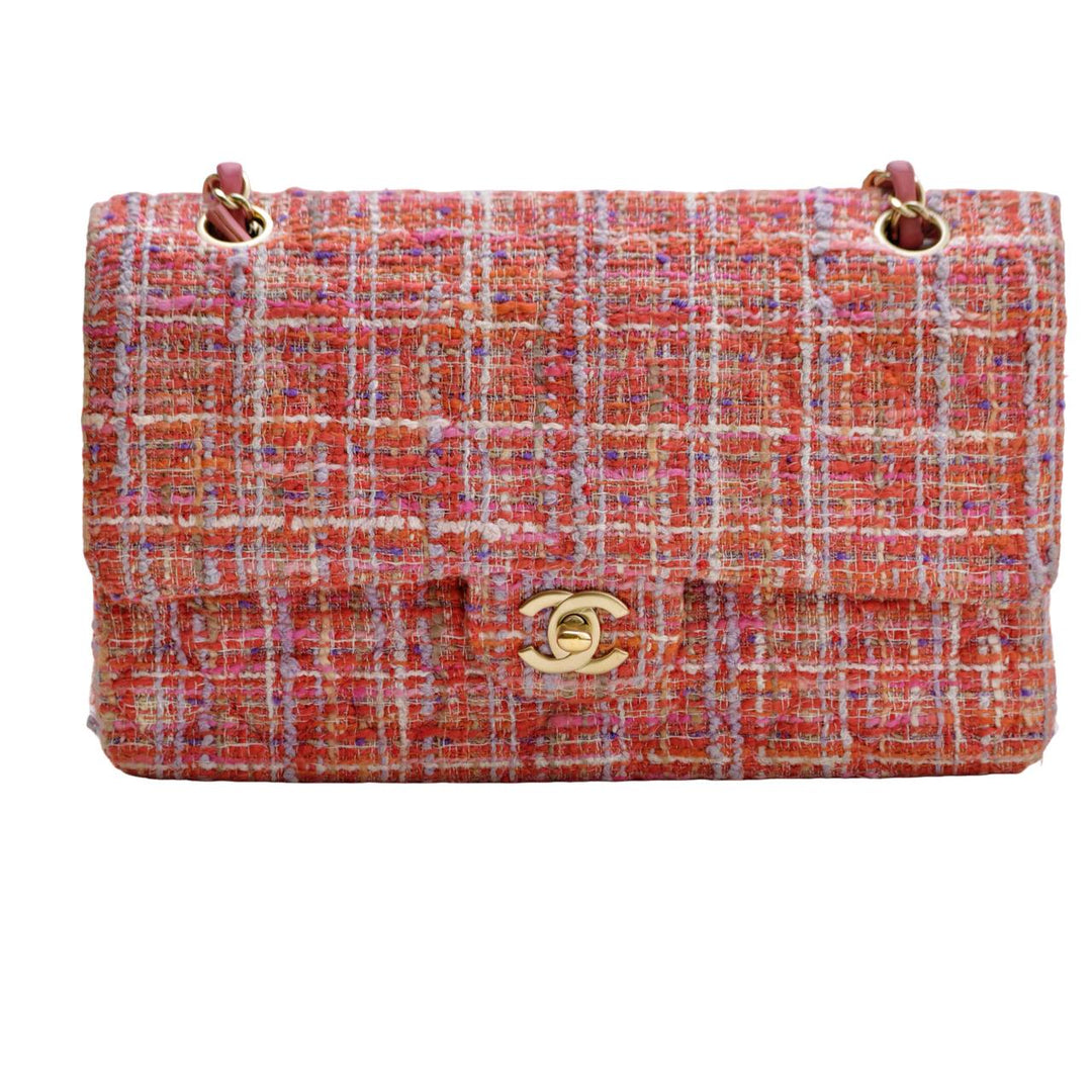 Preloved Authentic Full set Chanel Double Flap Pink Tweed Quilted Bag