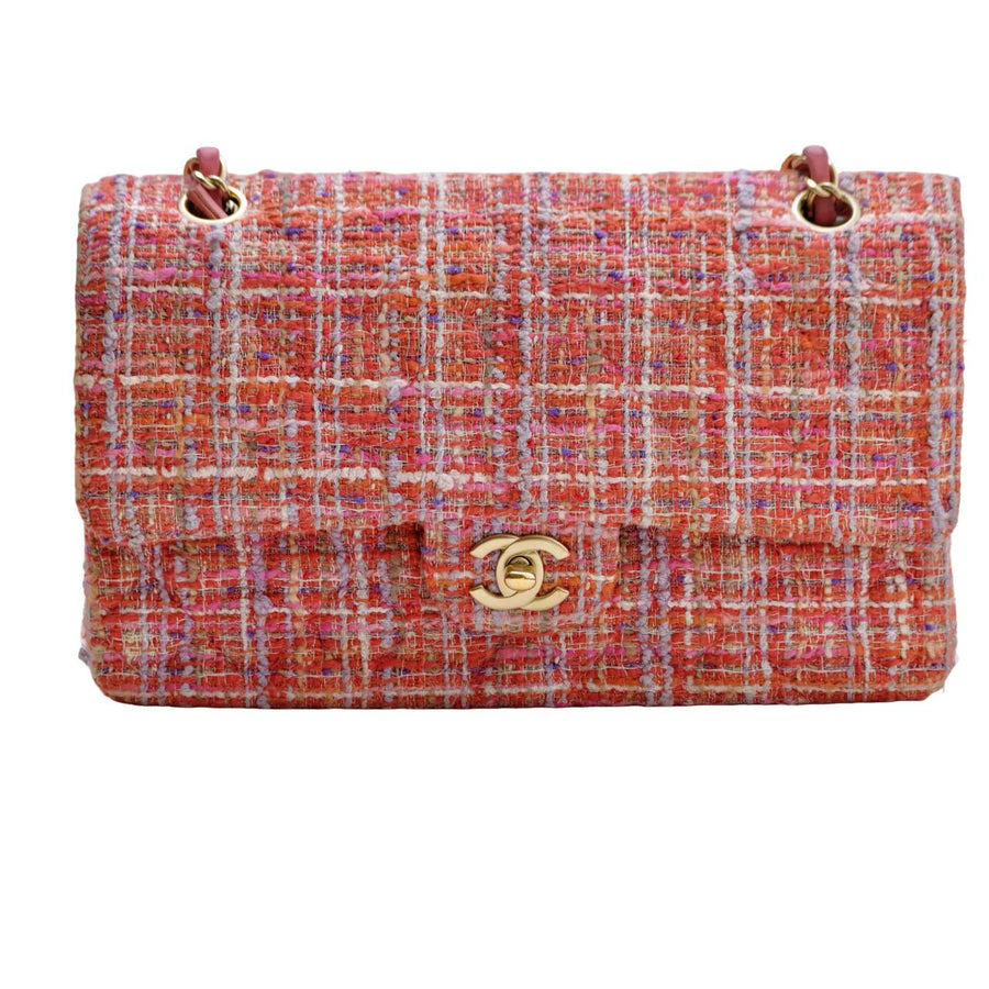 Preloved Authentic Full set Chanel Double Flap Pink Tweed Quilted Bag