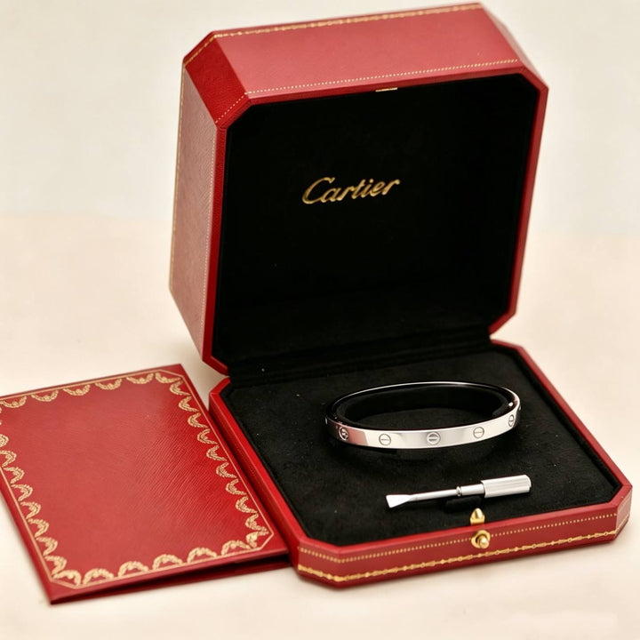 Preowned Authentic Cartier Love Bracelet Classic Model 18K White Gold Size 19