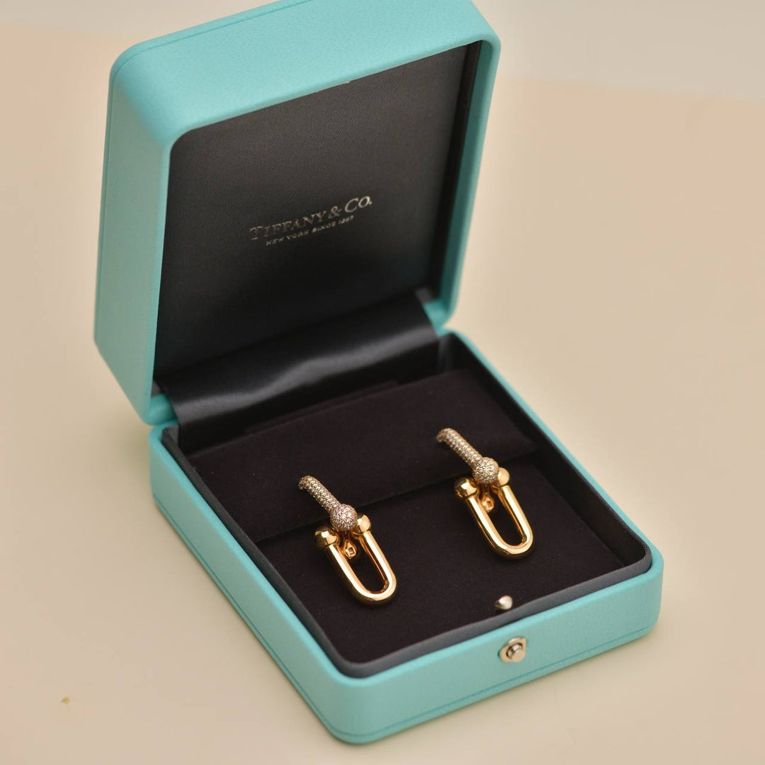 Tiffany & Co. HardWear Large Link Pavé Diamond 18K Rose Gold Earrings