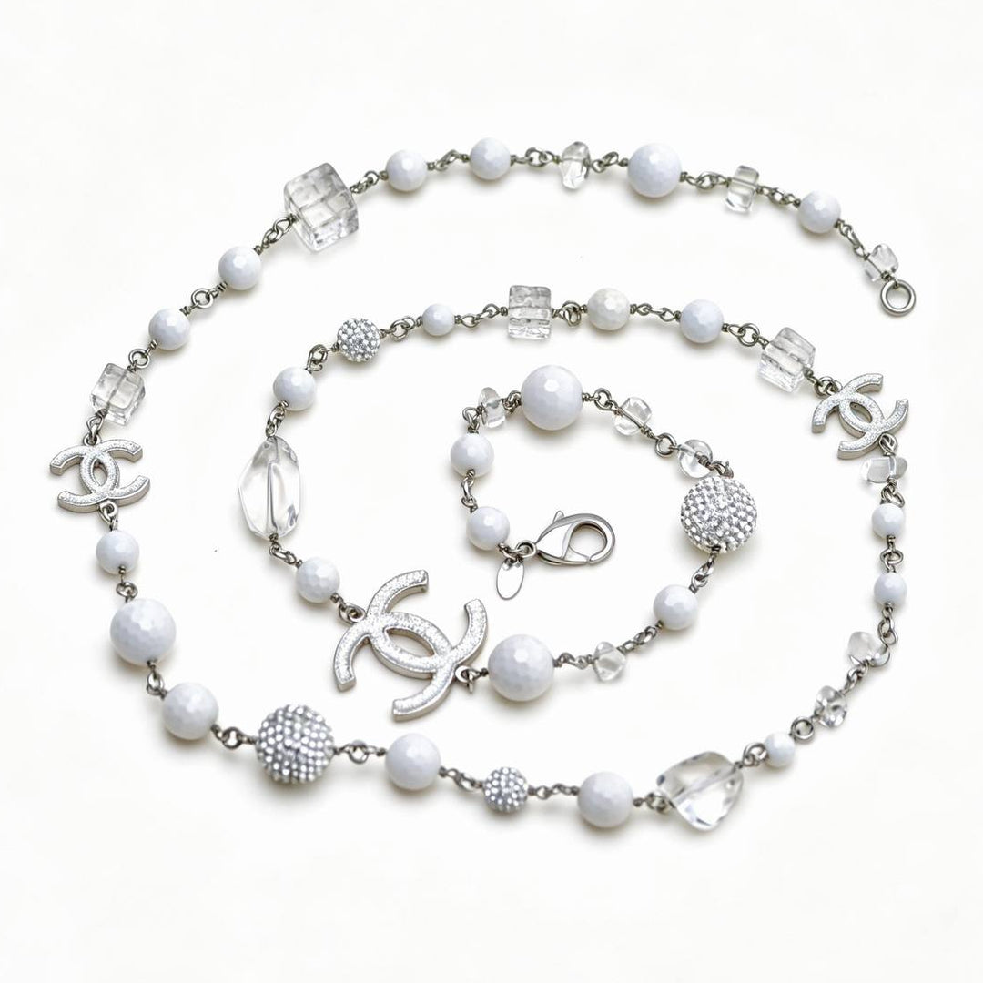Preloved Authentic Chanel CC Crystal Pearl & Cube Long Necklace