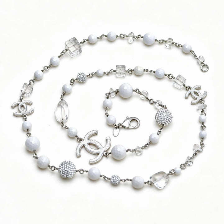 Preloved Authentic Chanel CC Crystal Pearl & Cube Long Necklace