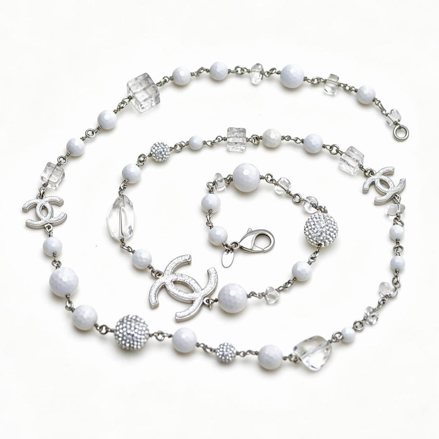 Preloved Authentic Chanel CC Crystal Pearl & Cube Long Necklace