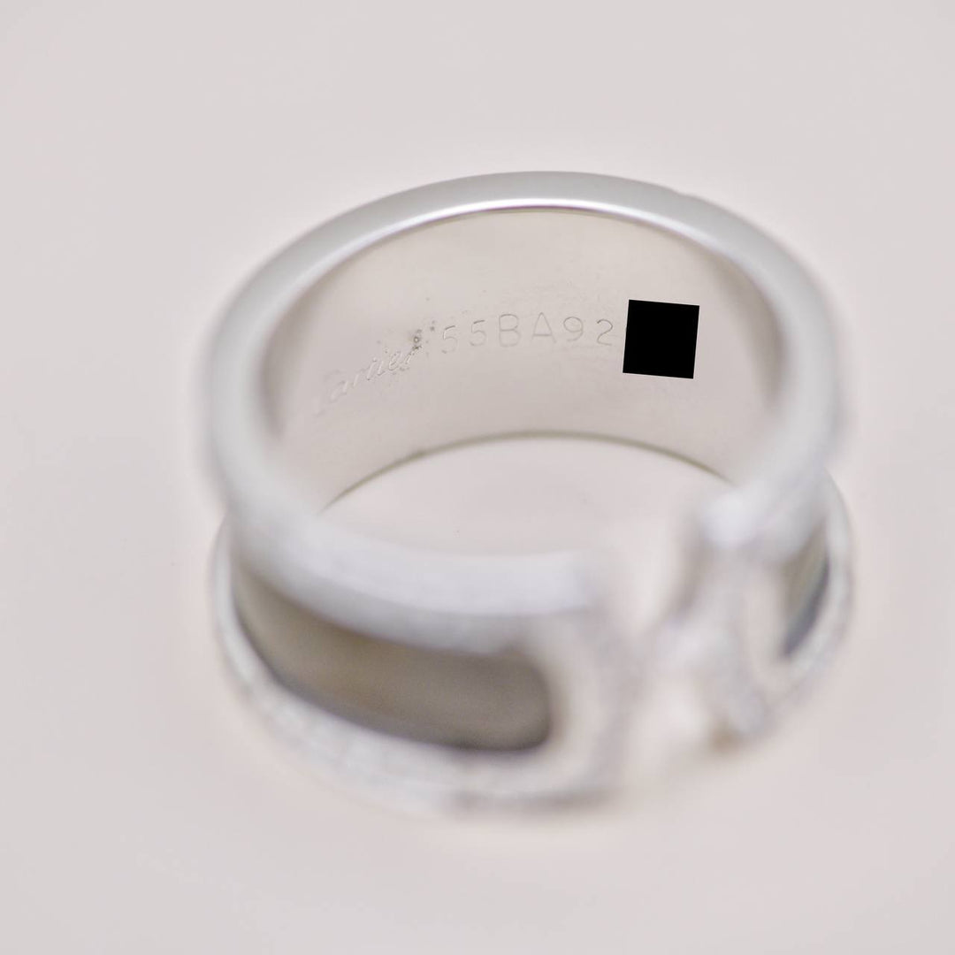 Preloved Authentic Cartier C de Cartier Diamond Enamel Ring 18K White Gold 