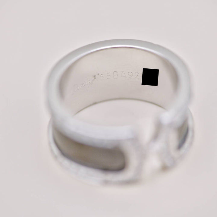 Preloved Authentic Cartier C de Cartier Diamond Enamel Ring 18K White Gold 