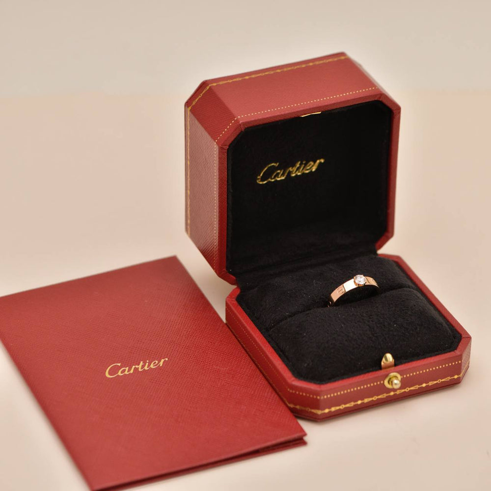 Authentic Preloved Full set Cartier Love Anniversary Diamond Ring 18K Rose Gold Size 56