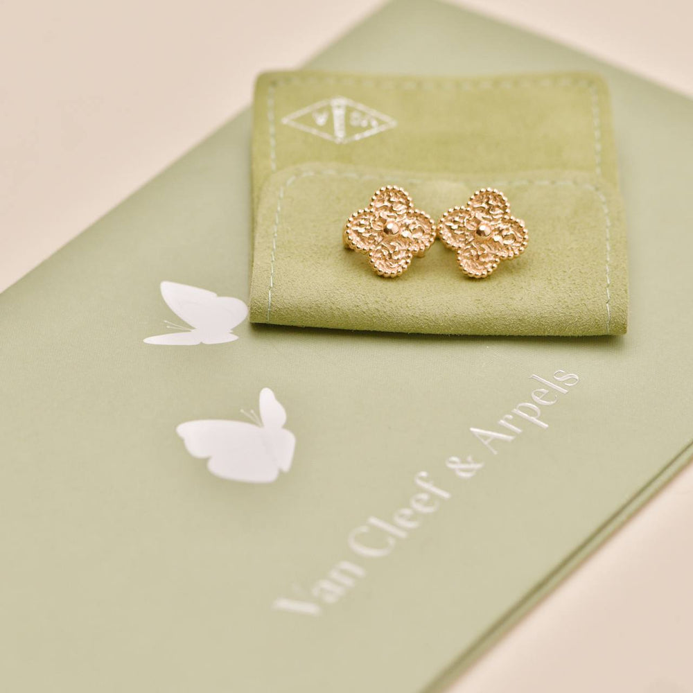 Preloved Authentic Full set Van Cleef & Arpels Vintage Alhambra Hammered Earrings