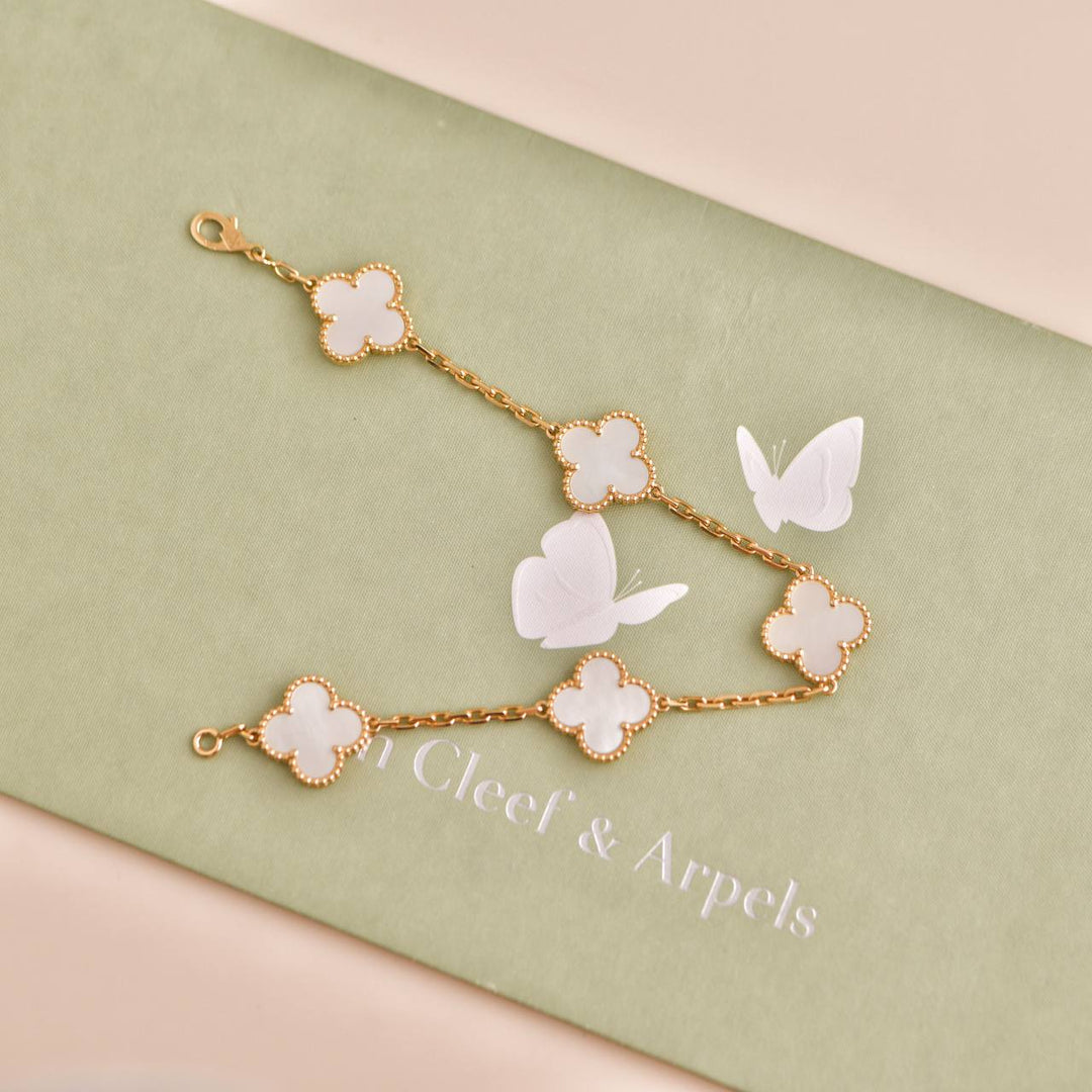 Van Cleef & Arpels 5 Motif Vintage Alhambra Mother of Pearl Bracelet