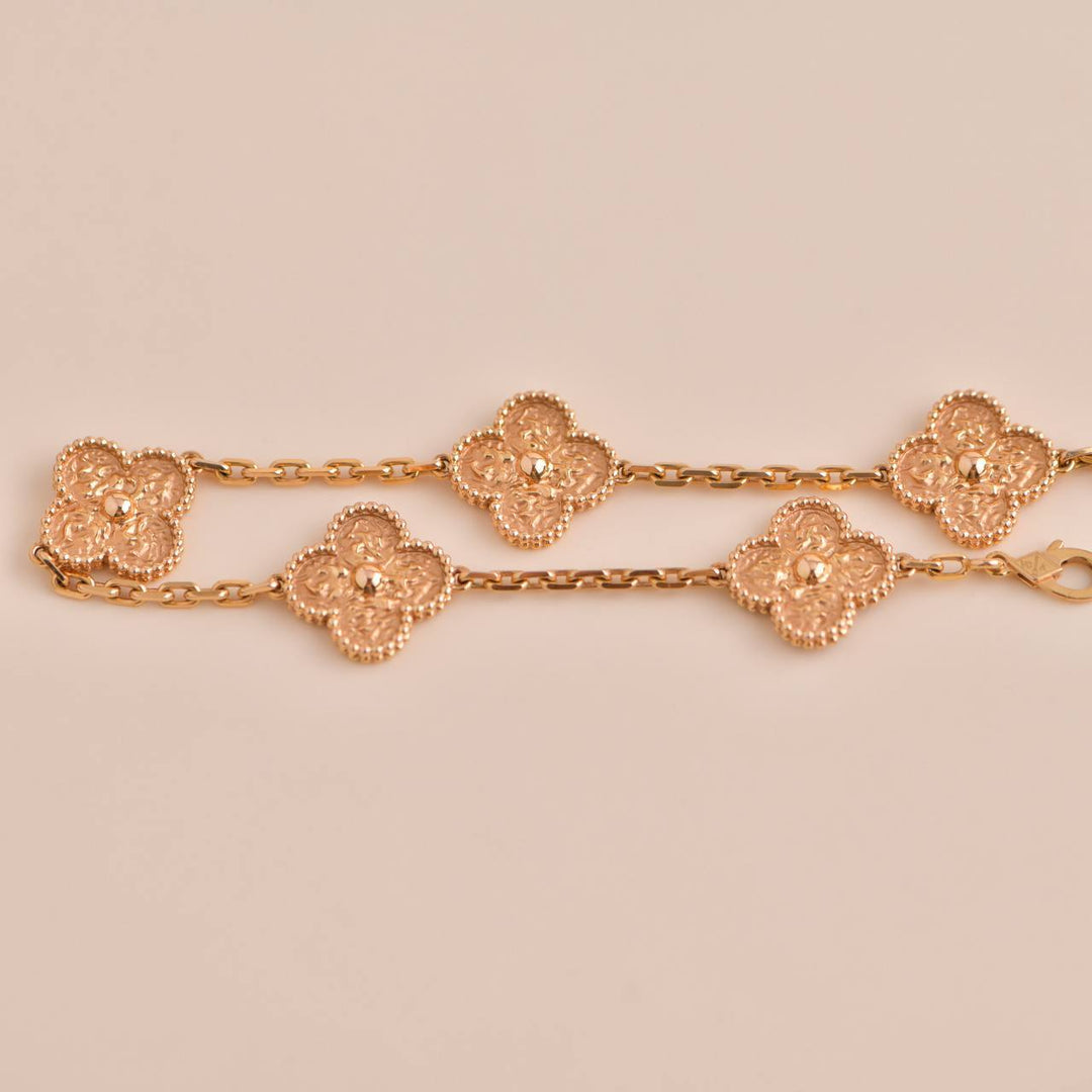 Van Cleef & Arpels Vintage Alhambra 5 Motifs Yellow Gold Bracelet