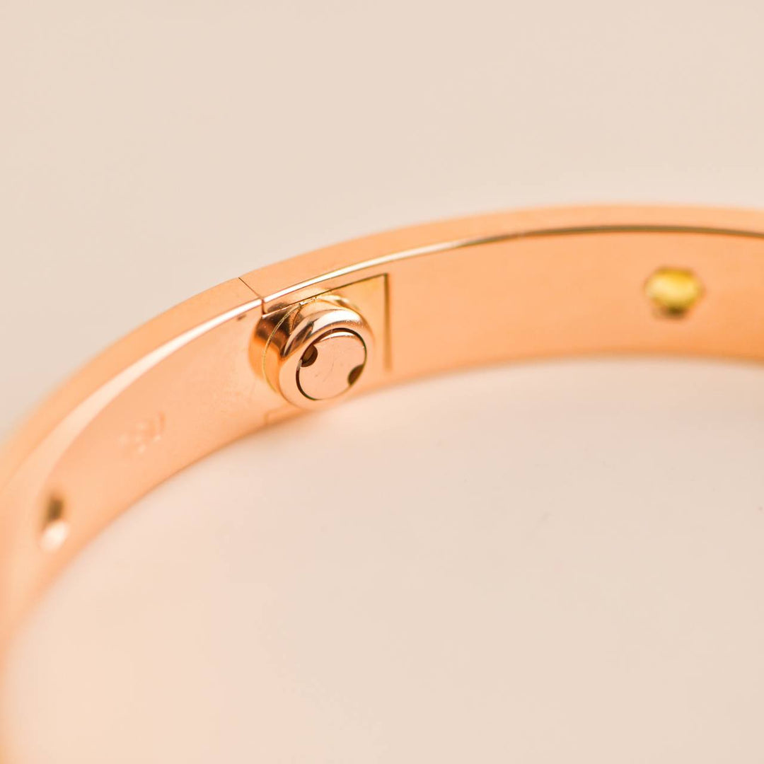 Cartier Love Bracelet 10 Multi Gemstone Rose Gold Size 18