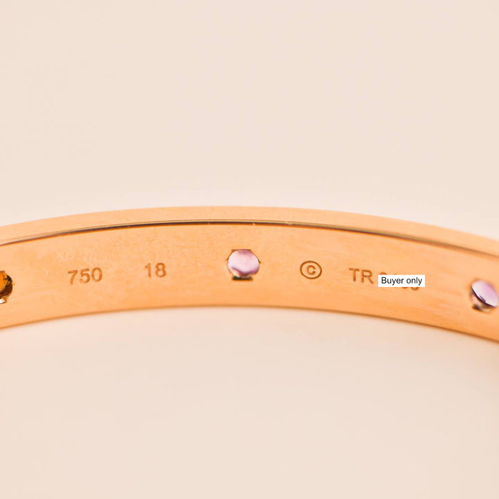 Cartier Love Bracelet 10 Multi Gemstone Rose Gold Size 18