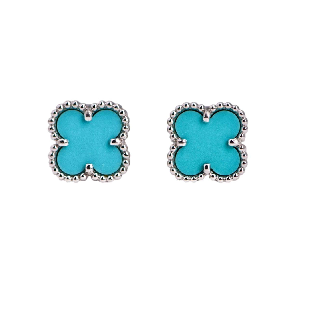 Van Cleef & Arpels Sweet Alhambra Turquoise 18K White Gold Earstuds