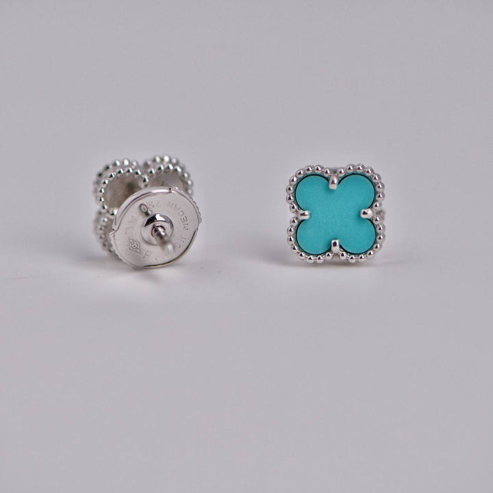 Van Cleef & Arpels Sweet Alhambra Turquoise 18K White Gold Earstuds