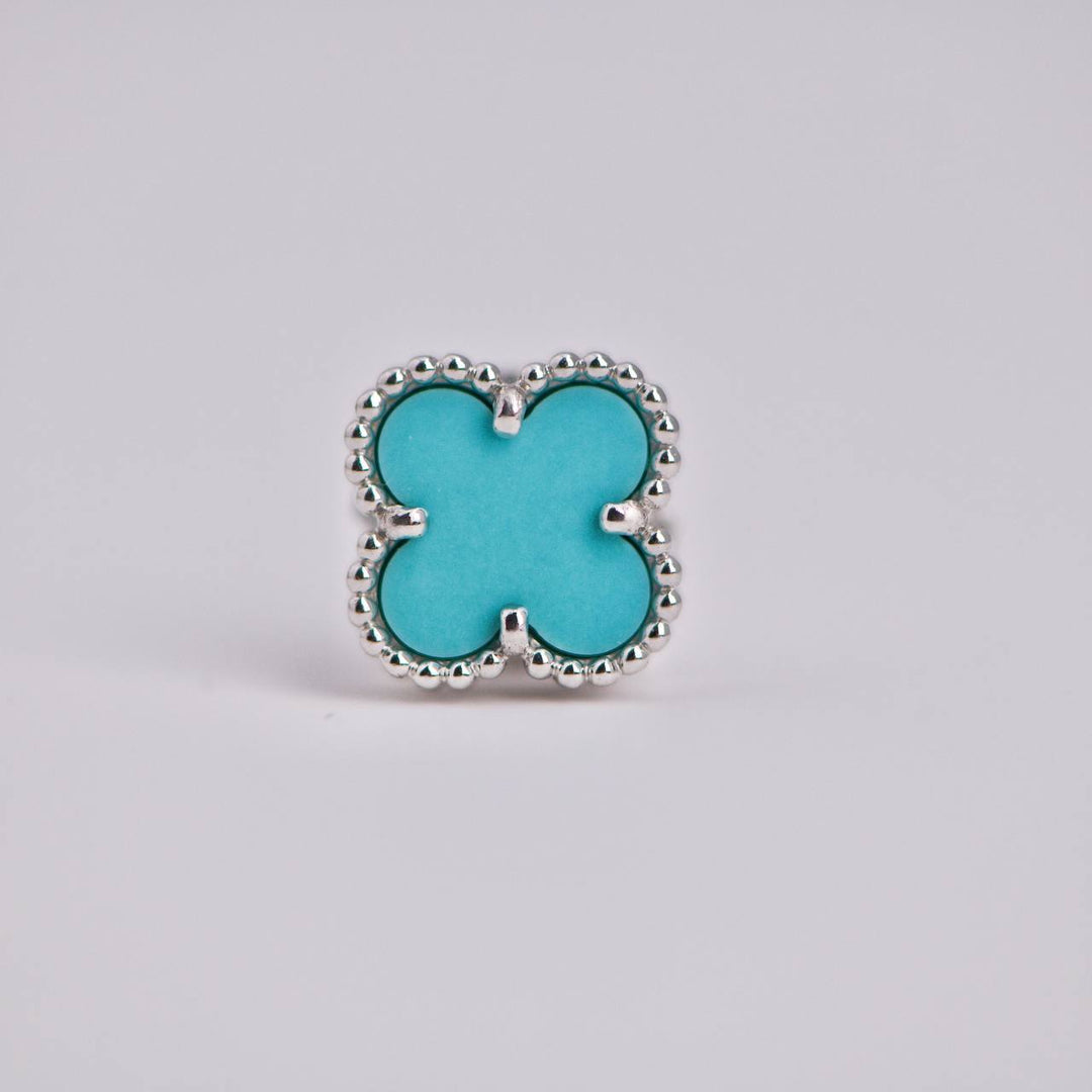 Van Cleef & Arpels Sweet Alhambra Turquoise 18K White Gold Earstuds