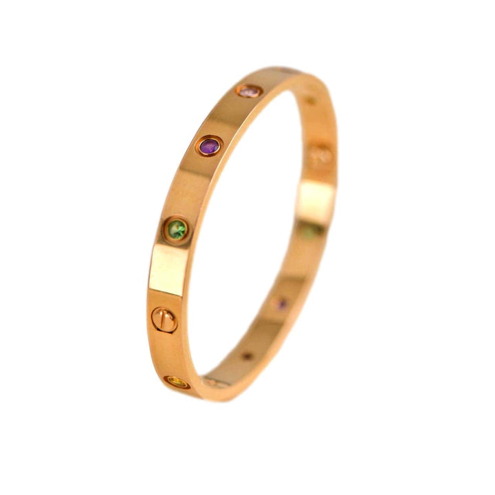 Cartier Love Bracelet 10 Multi Gemstone Rose Gold Size 17