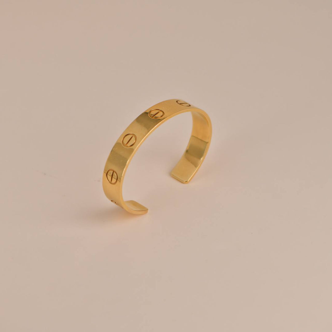 Cartier Love Bracelet Cuff Yellow Gold Wide XL Size 18