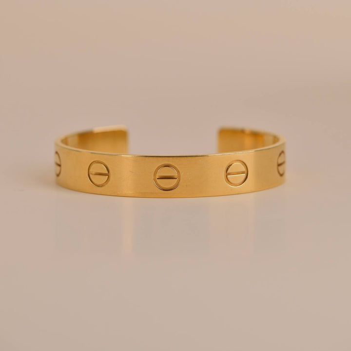 Cartier Love Bracelet Cuff Yellow Gold Wide XL Size 18