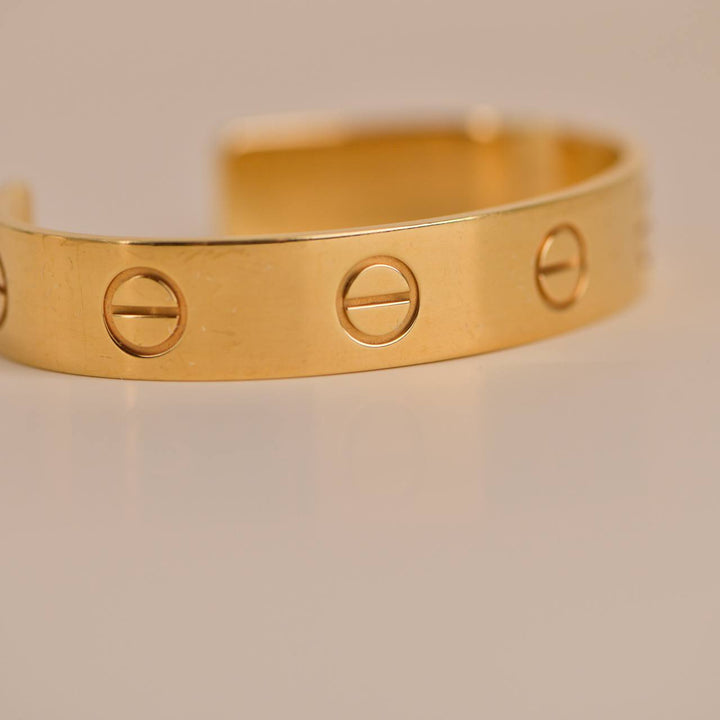 Cartier Love Bracelet Cuff Yellow Gold Wide XL Size 18