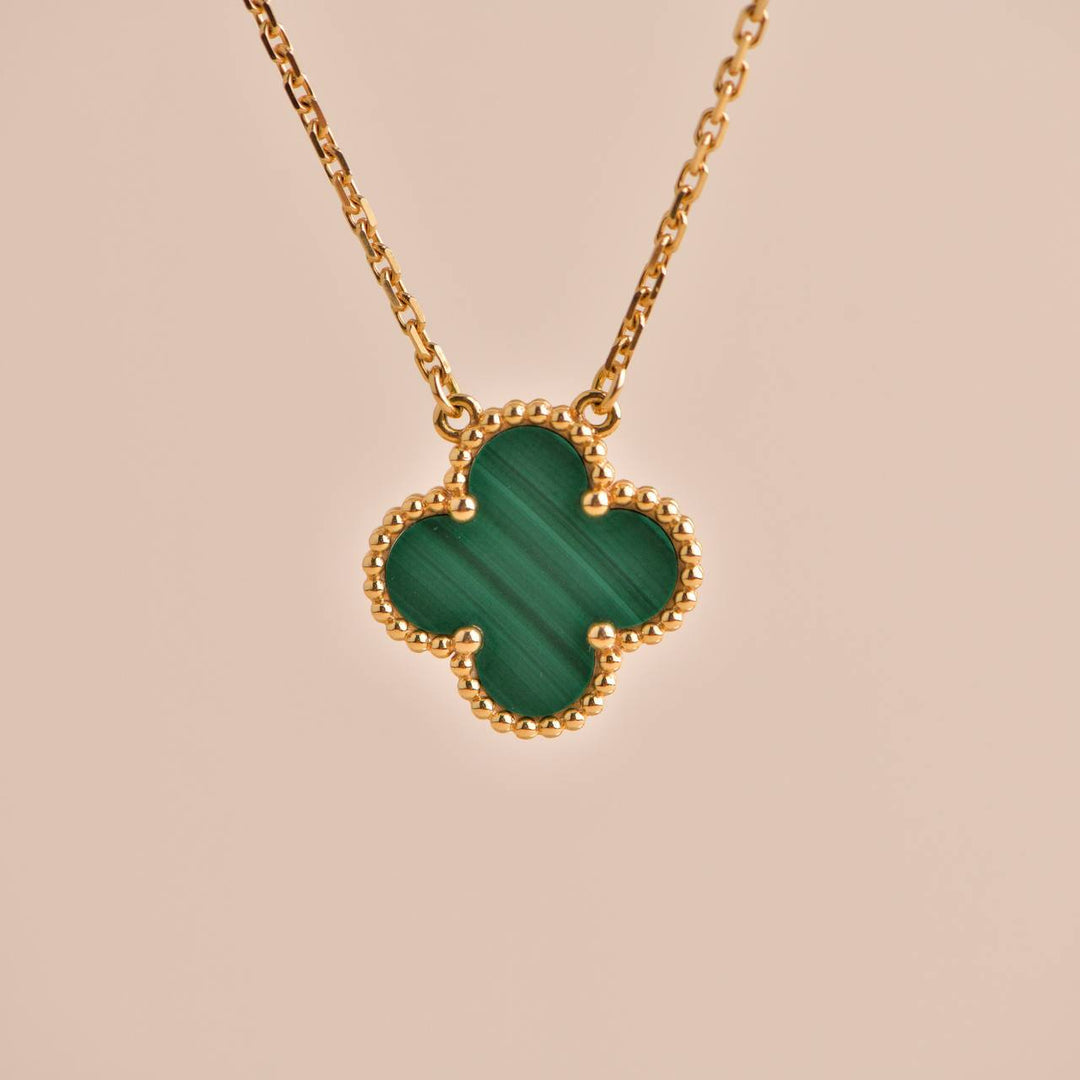 Van Cleef & Arpels Vintage Alhambra Malachite 18K Yellow Gold Pendant