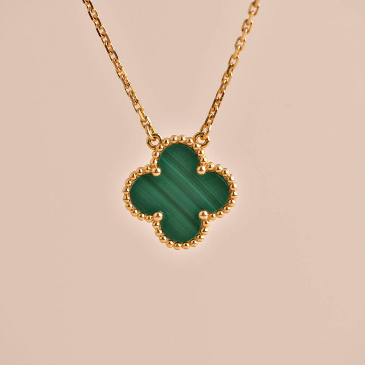 Van Cleef & Arpels Vintage Alhambra Malachite 18K Yellow Gold Pendant