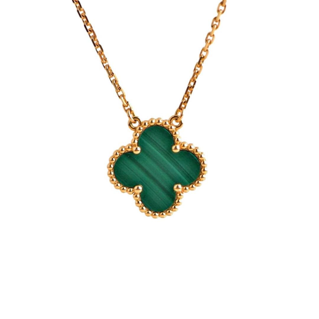 Van Cleef & Arpels Vintage Alhambra Malachite 18K Yellow Gold Pendant