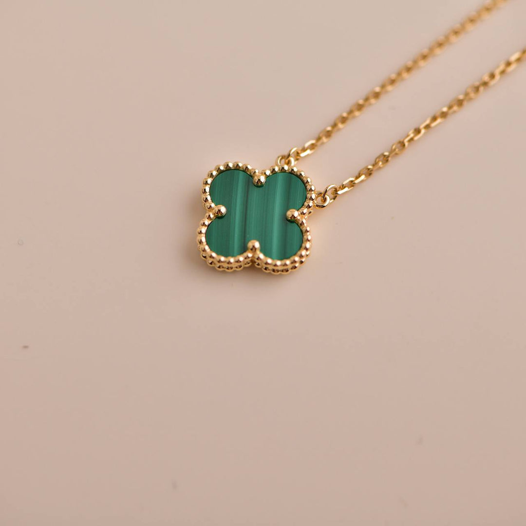 Van Cleef & Arpels Vintage Alhambra Malachite 18K Yellow Gold Pendant