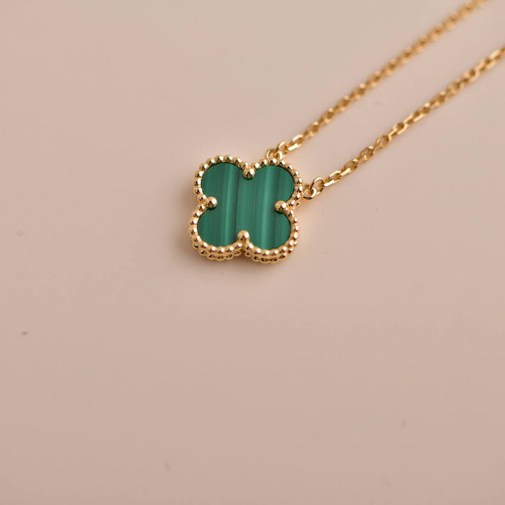 Van Cleef & Arpels Vintage Alhambra Malachite 18K Yellow Gold Pendant