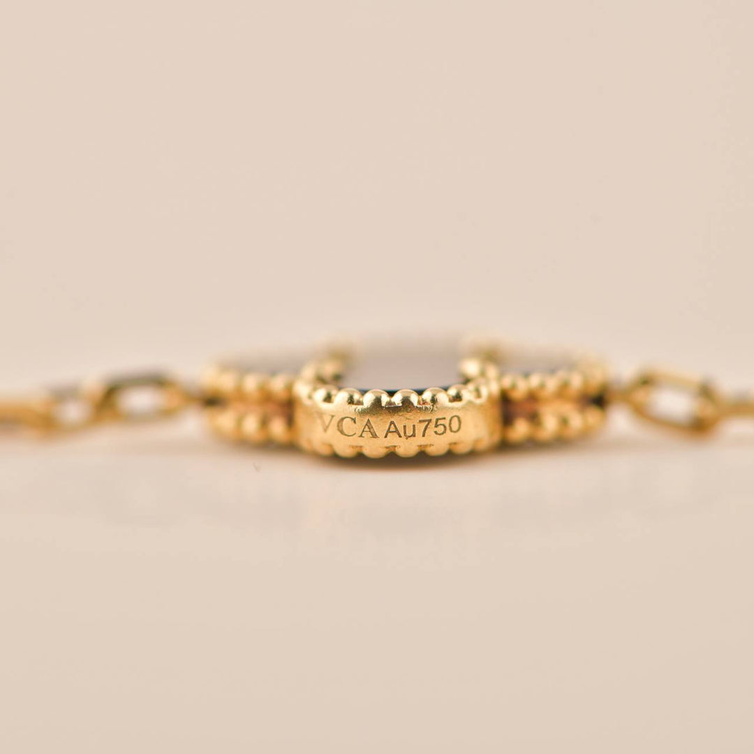 Van Cleef & Arpels Black Onyx Vintage Alhambra Yellow Gold Bracelet