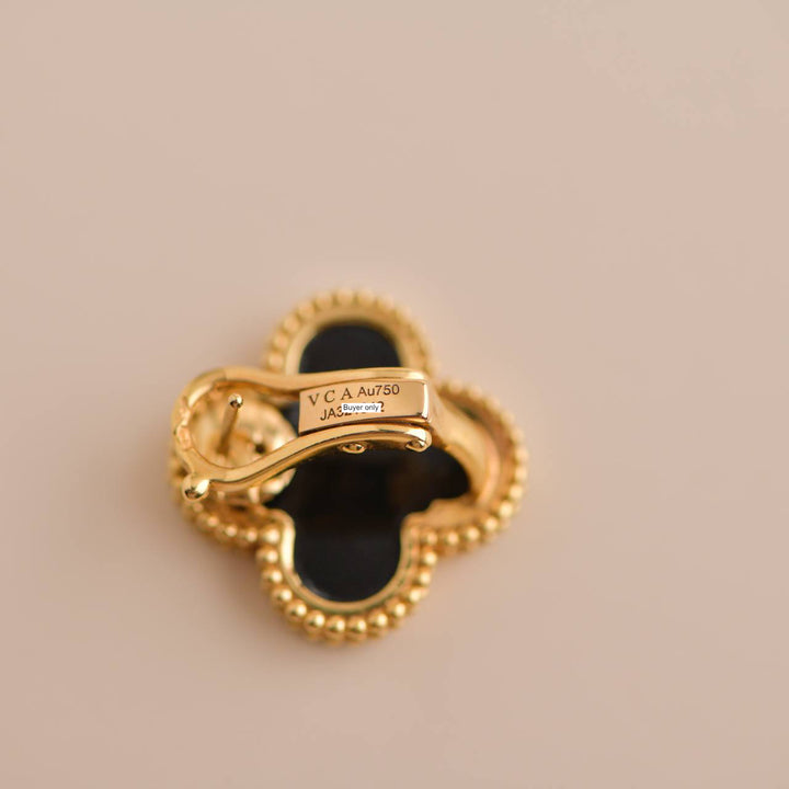 Van Cleef & Arpels Magic Alhambra Black Onyx Yellow Gold Earrings