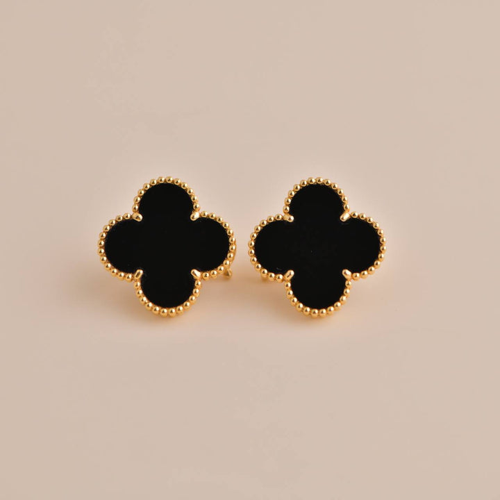 Van Cleef & Arpels Magic Alhambra Black Onyx Yellow Gold Earrings